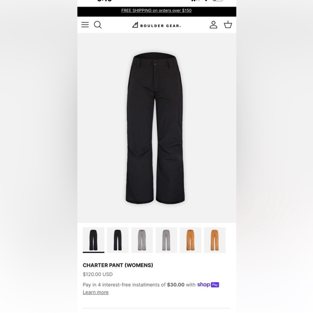 Boulder Gear Women's Black Charter Pants